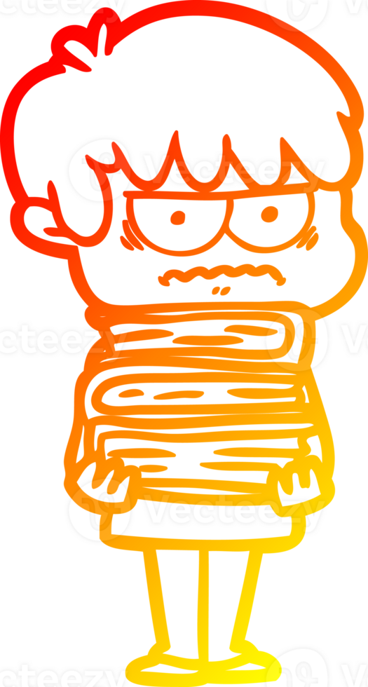 warm gradient line drawing of a annoyed cartoon boy png