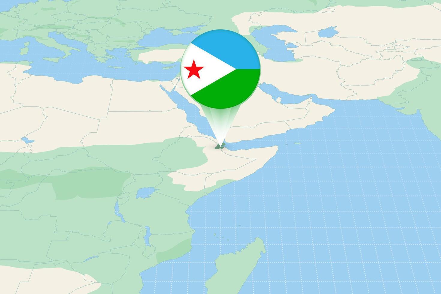 Map illustration of Djibouti with the flag. Cartographic illustration of Djibouti and neighboring countries. vector
