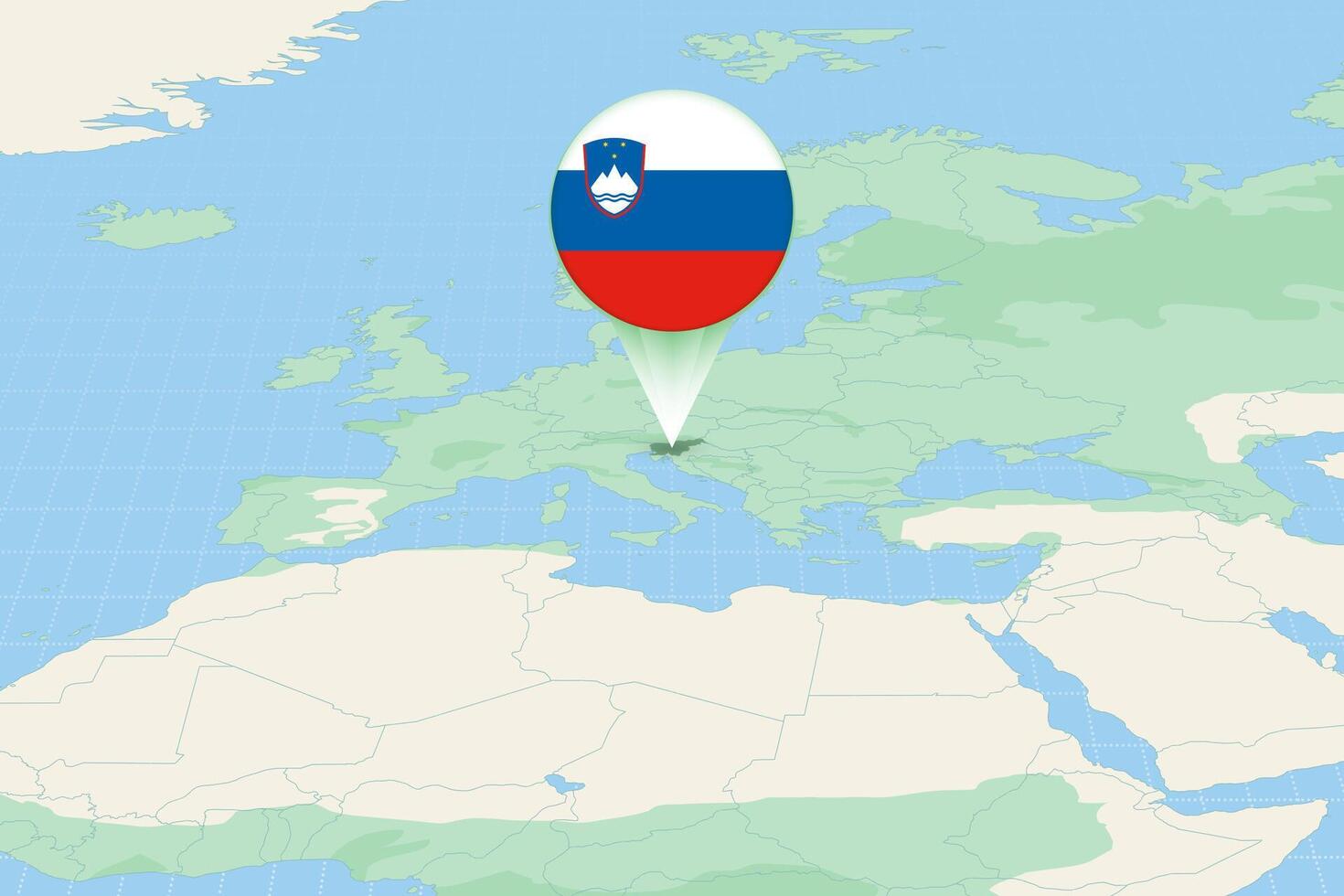 Map illustration of Slovenia with the flag. Cartographic illustration of Slovenia and neighboring countries. vector