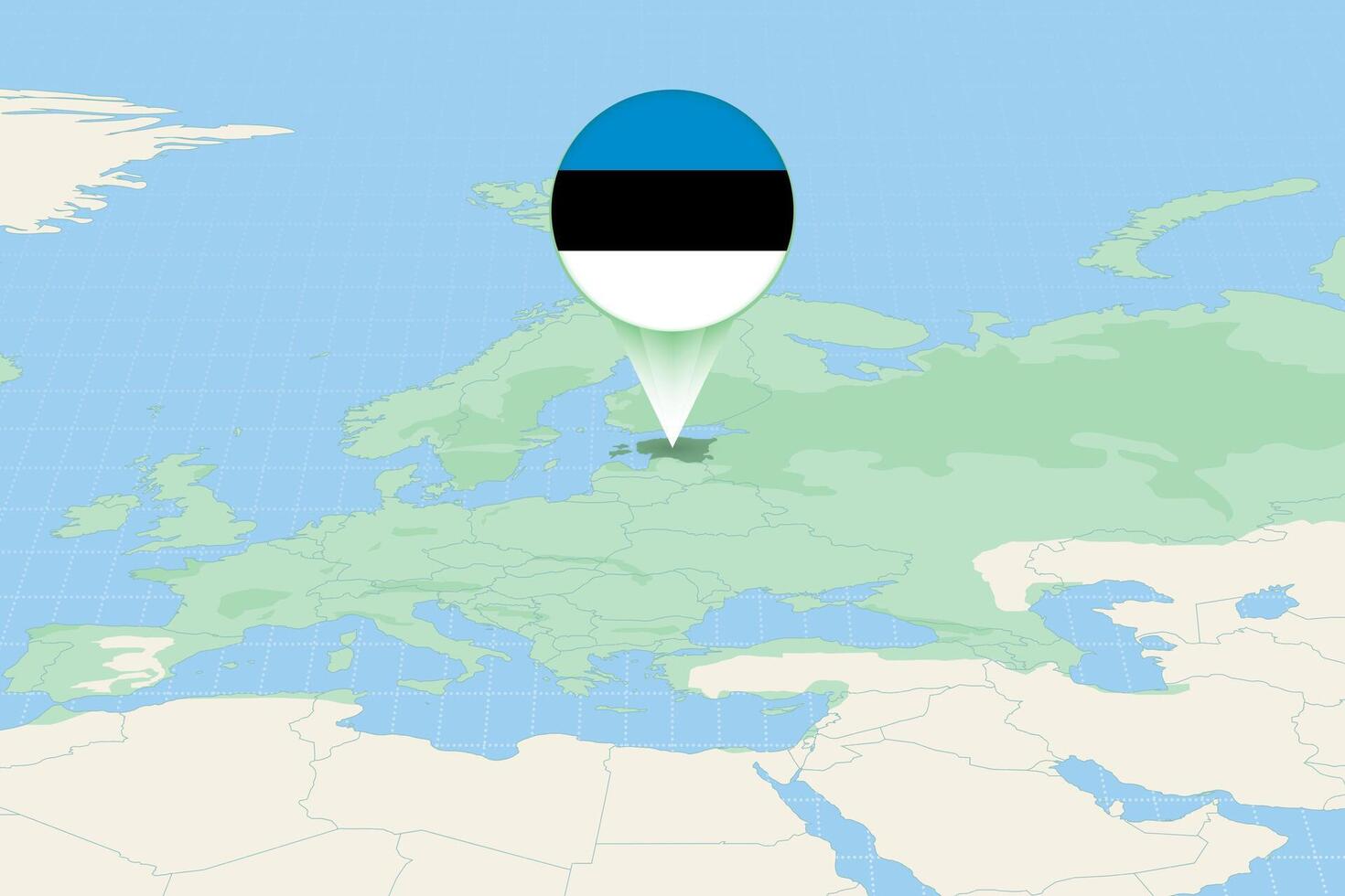 Map illustration of Estonia with the flag. Cartographic illustration of Estonia and neighboring countries. vector