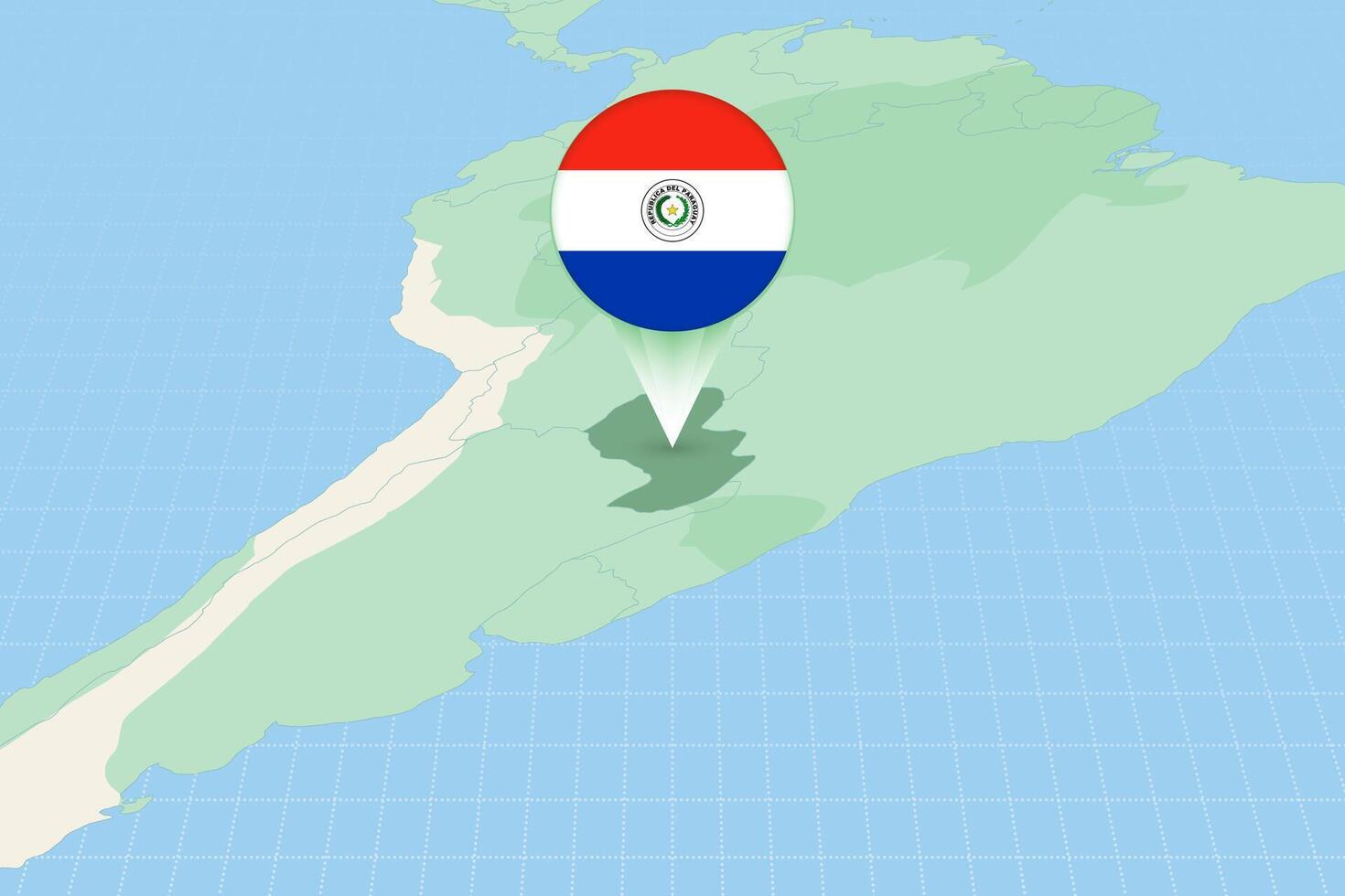 Map illustration of Paraguay with the flag. Cartographic illustration of Paraguay and neighboring countries. vector