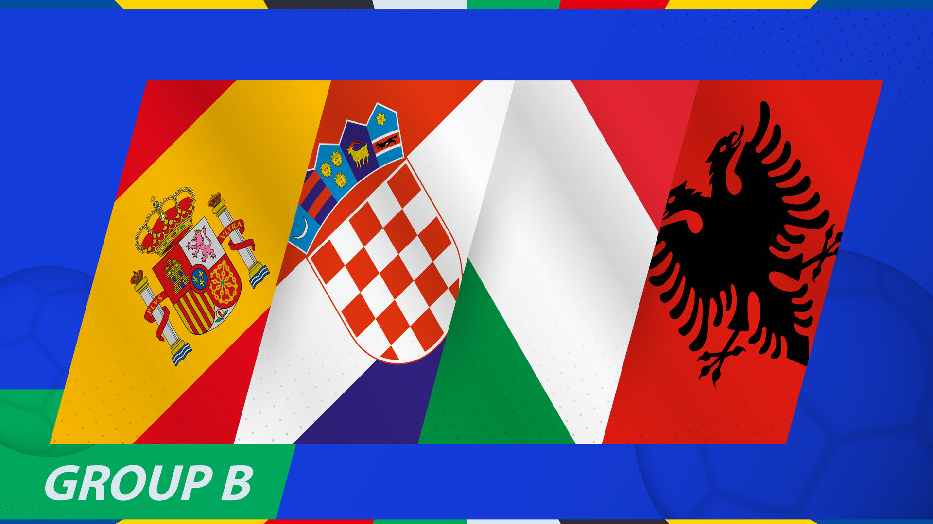 Group B flags of the International football tournament 2024. 45248187