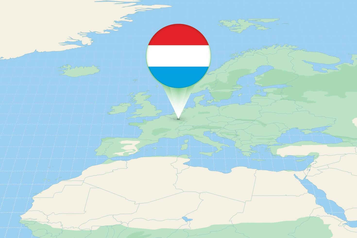 Map illustration of Luxembourg with the flag. Cartographic illustration of Luxembourg and neighboring countries. vector