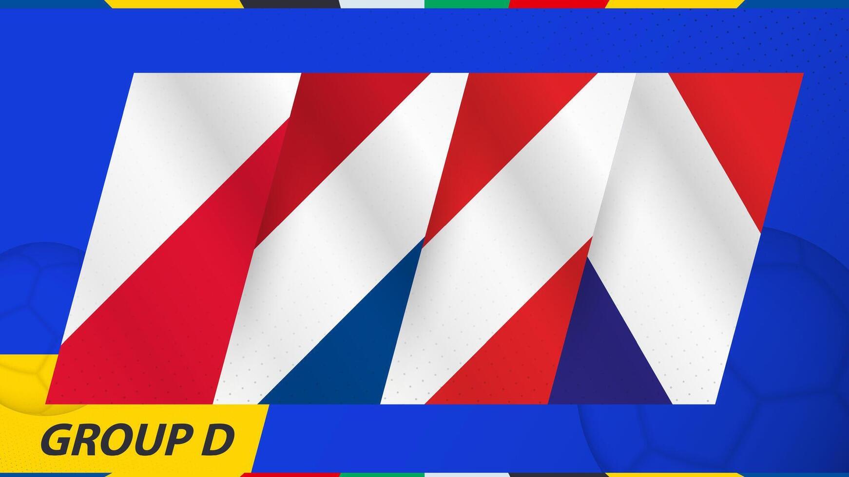 Group D flags of the International football tournament 2024. vector