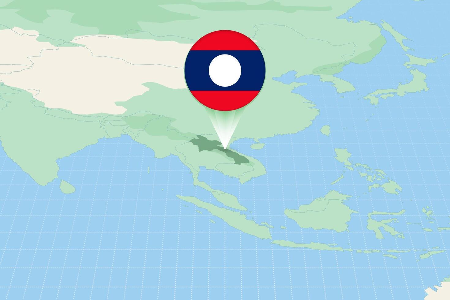 Map illustration of Laos with the flag. Cartographic illustration of Laos and neighboring countries. vector