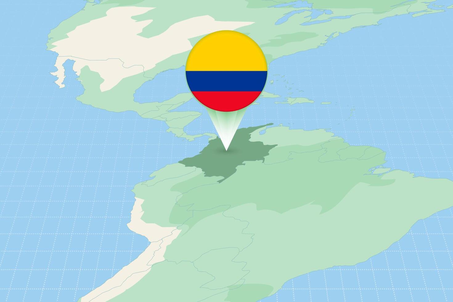 Map illustration of Colombia with the flag. Cartographic illustration of Colombia and neighboring countries. vector