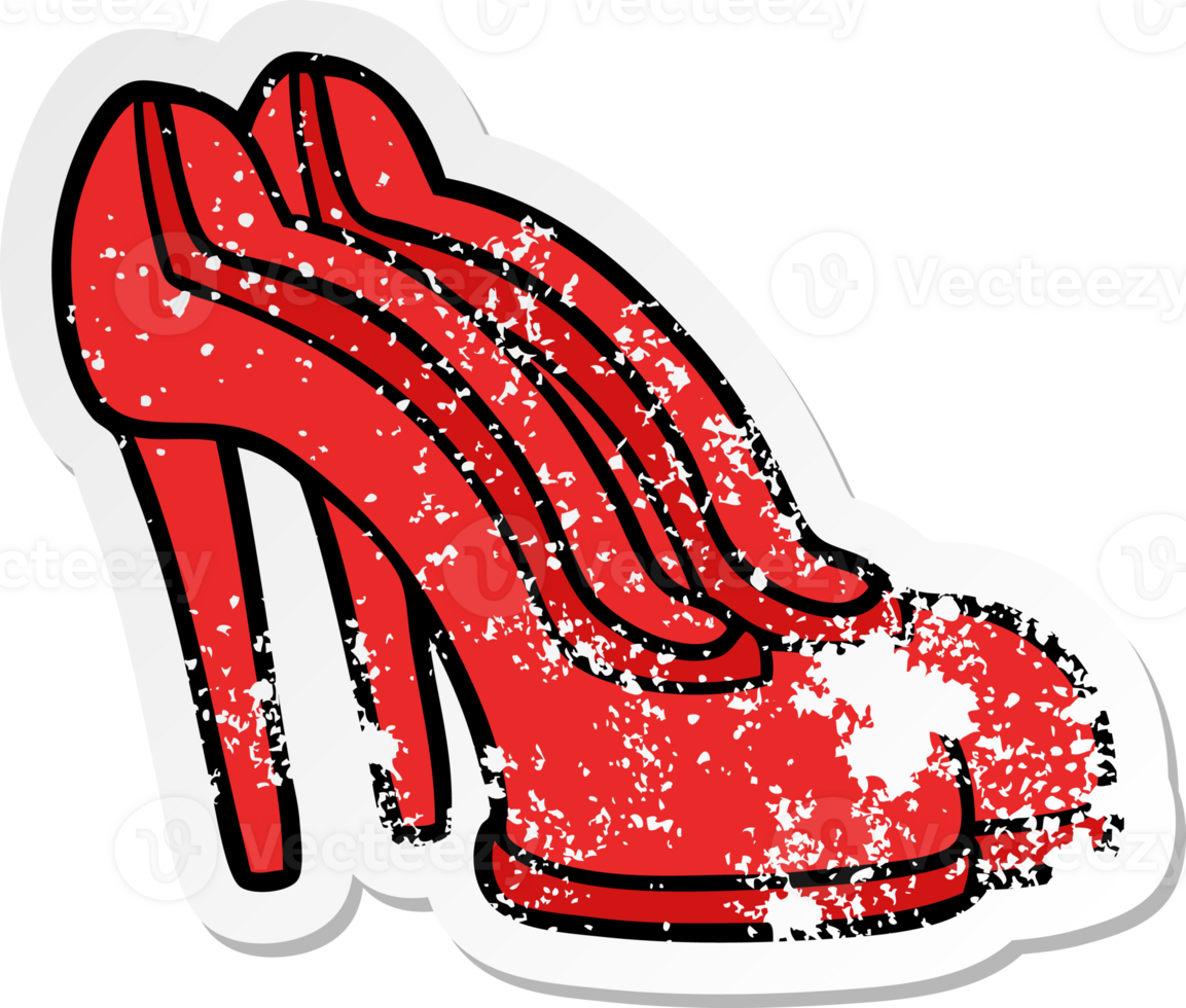 distressed sticker of a cartoon red shoes png
