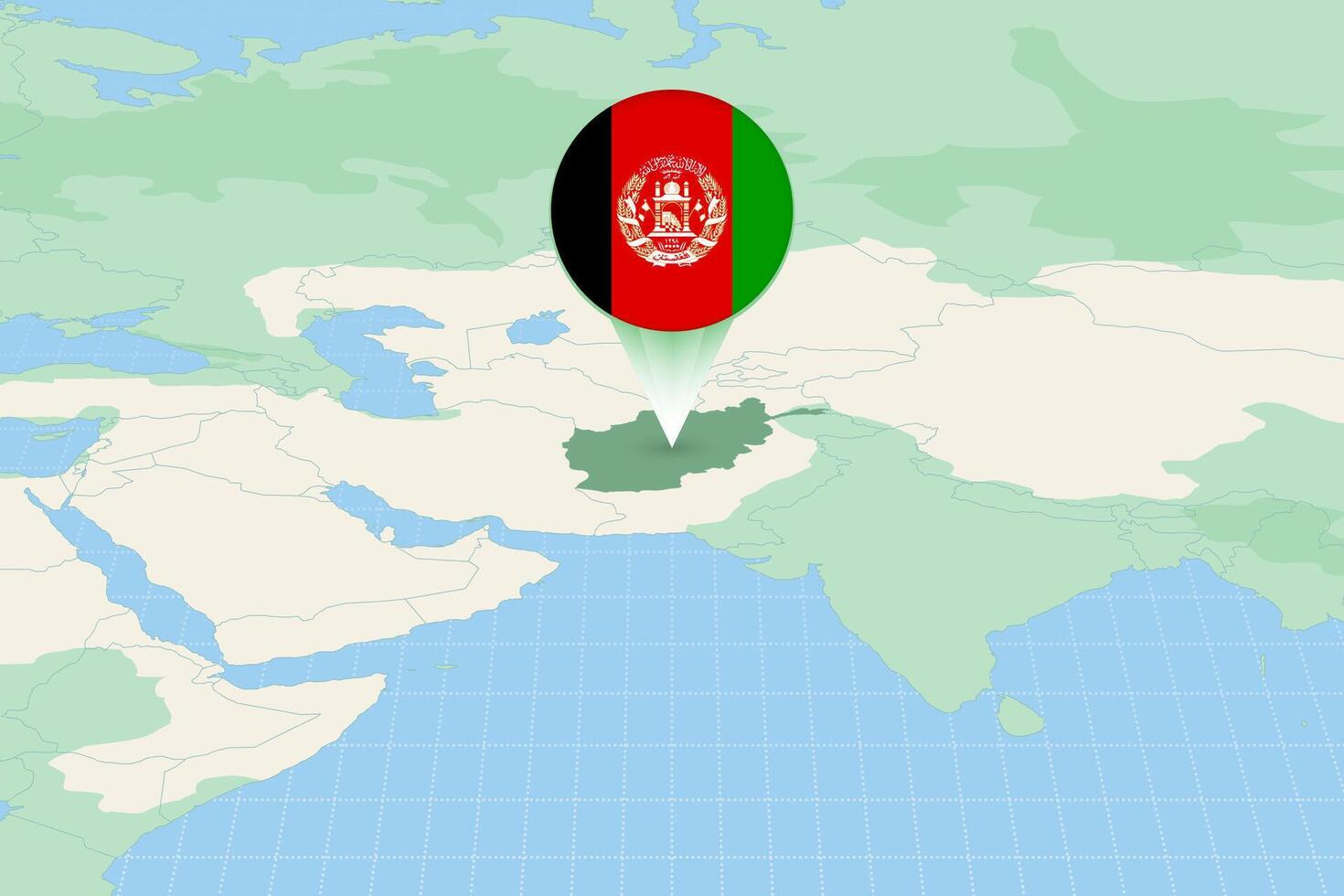 Map illustration of Afghanistan with the flag. Cartographic illustration of Afghanistan and neighboring countries. vector