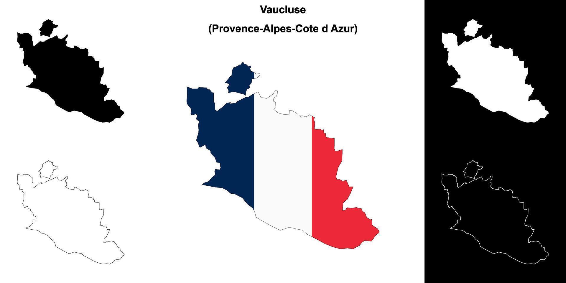 Vaucluse Departamento contorno mapa conjunto vector