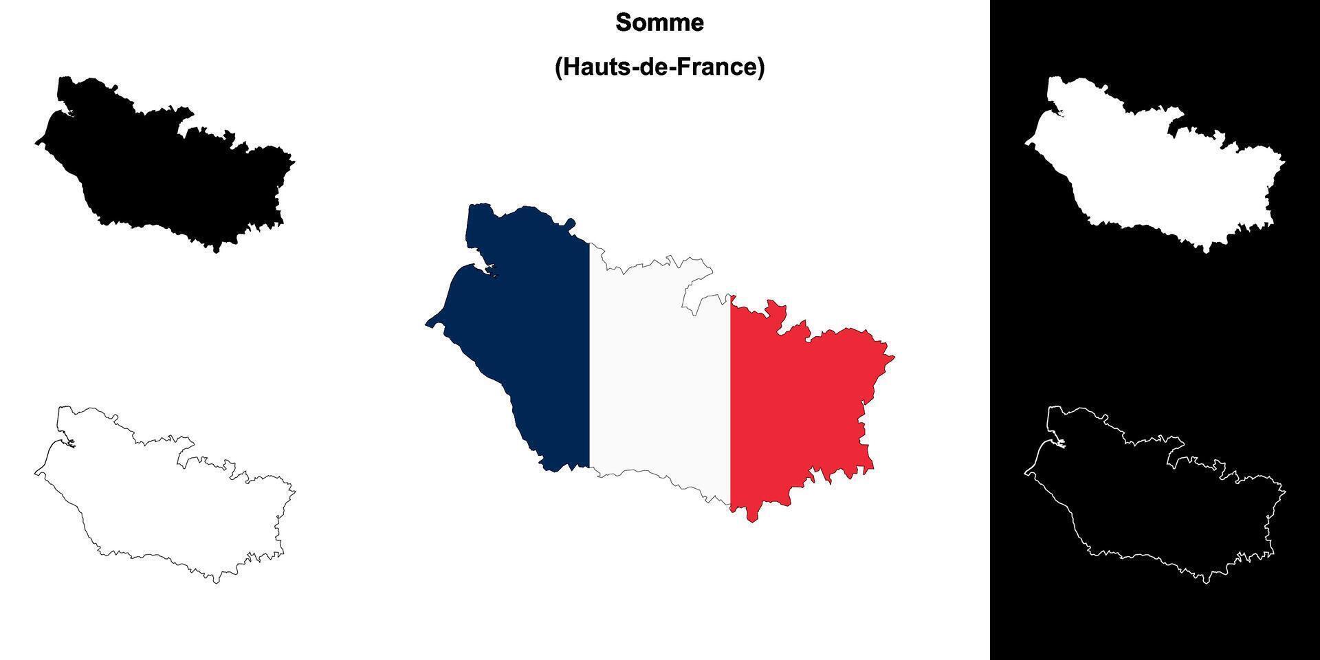 Somme department outline map set vector