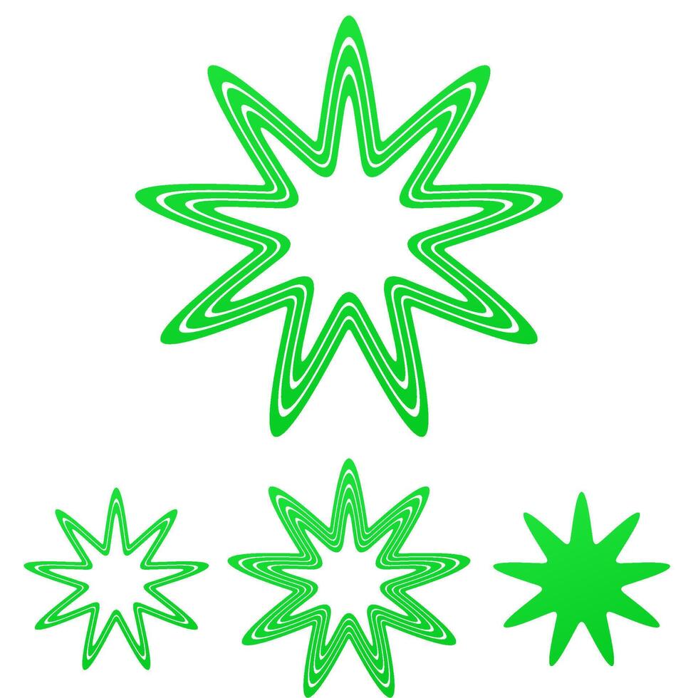 Green line star logo design set vector
