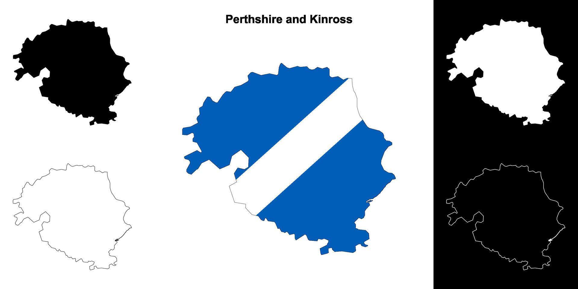 Perthshire and Kinross blank outline map set vector