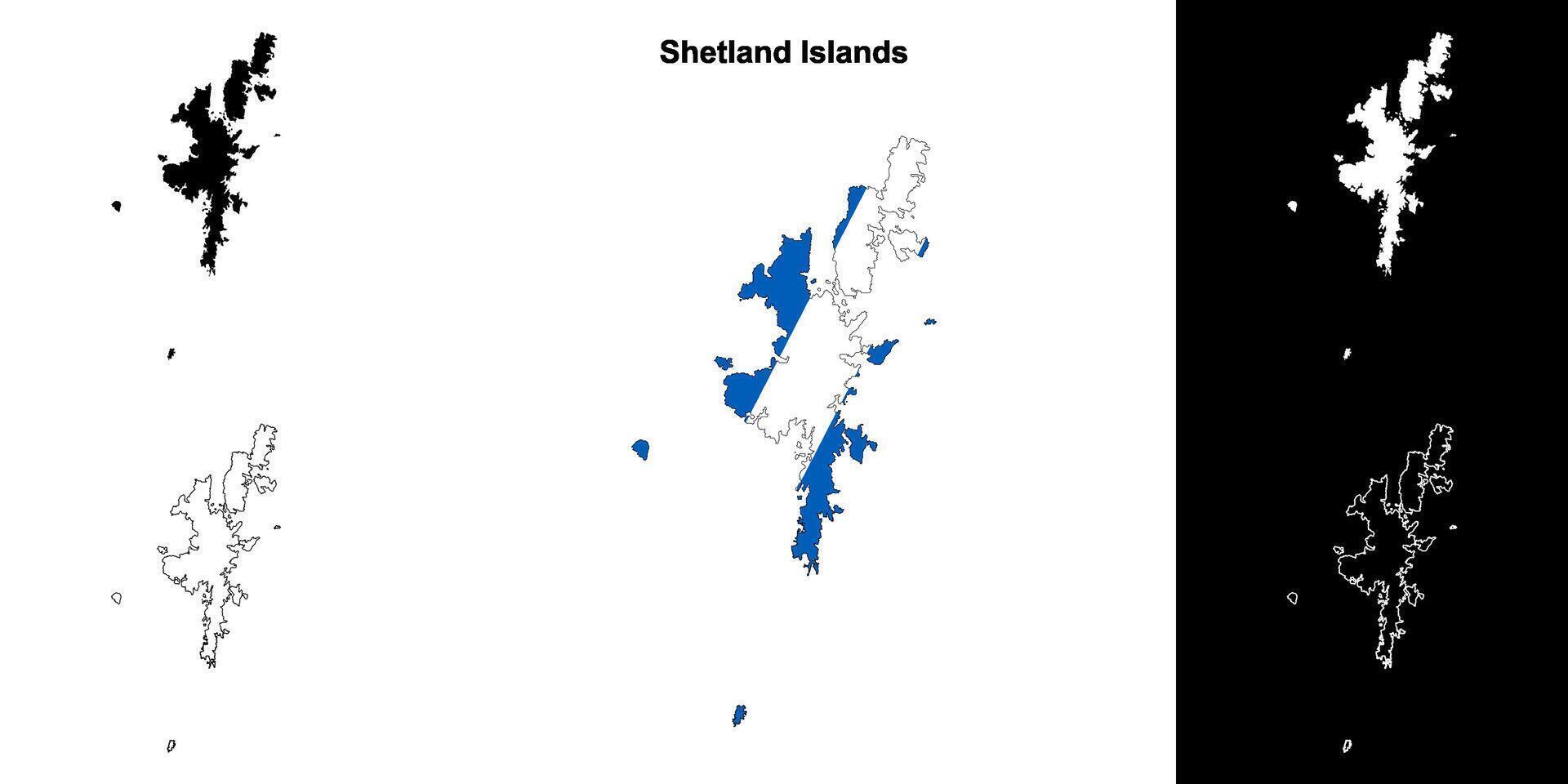 Shetland Islands blank outline map set vector