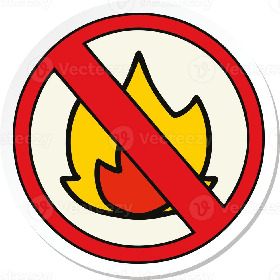 sticker of a cute cartoon no fire allowed sign png