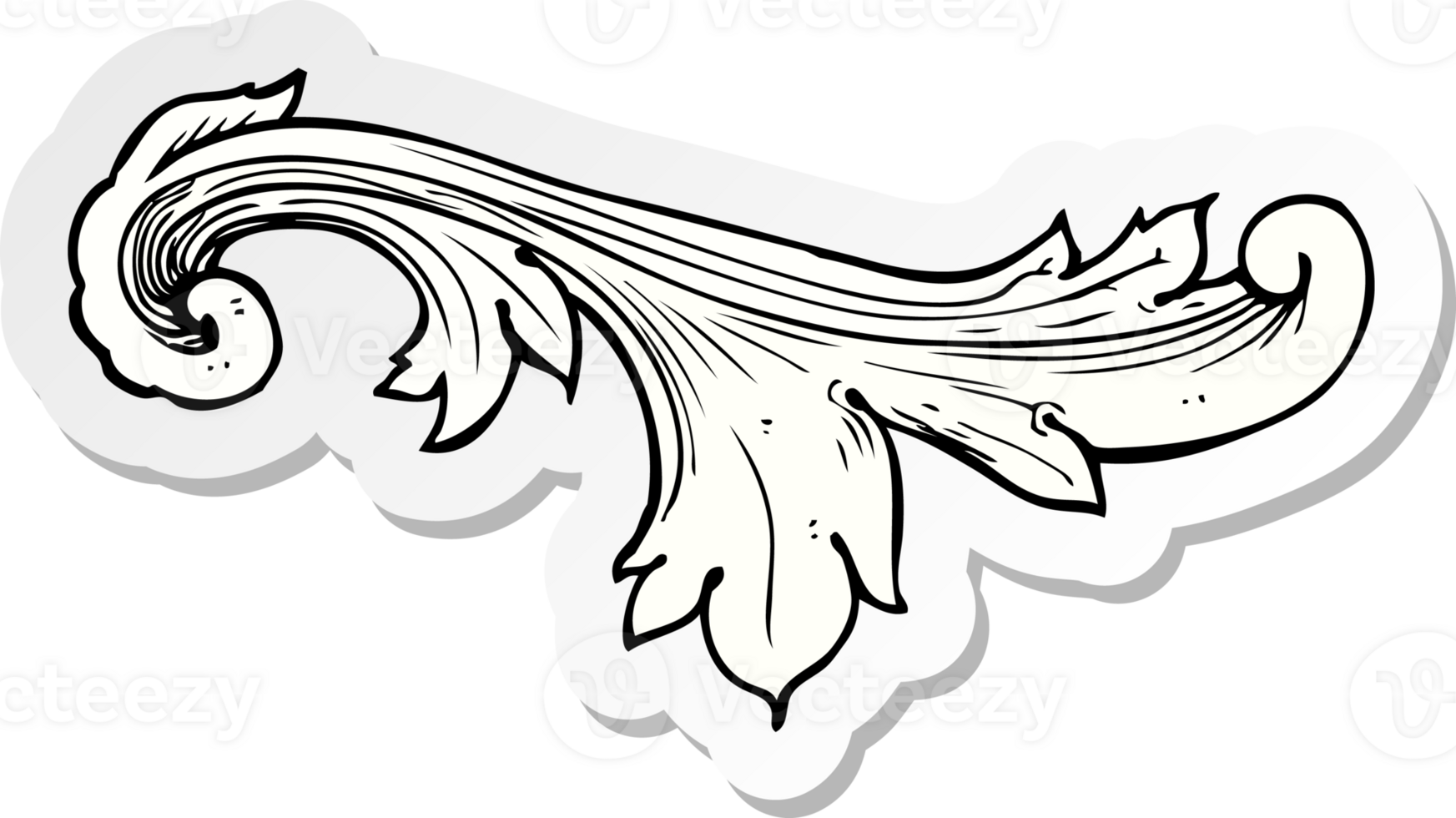 Aufkleber eines traditionellen handgezeichneten Blumenstrudels png