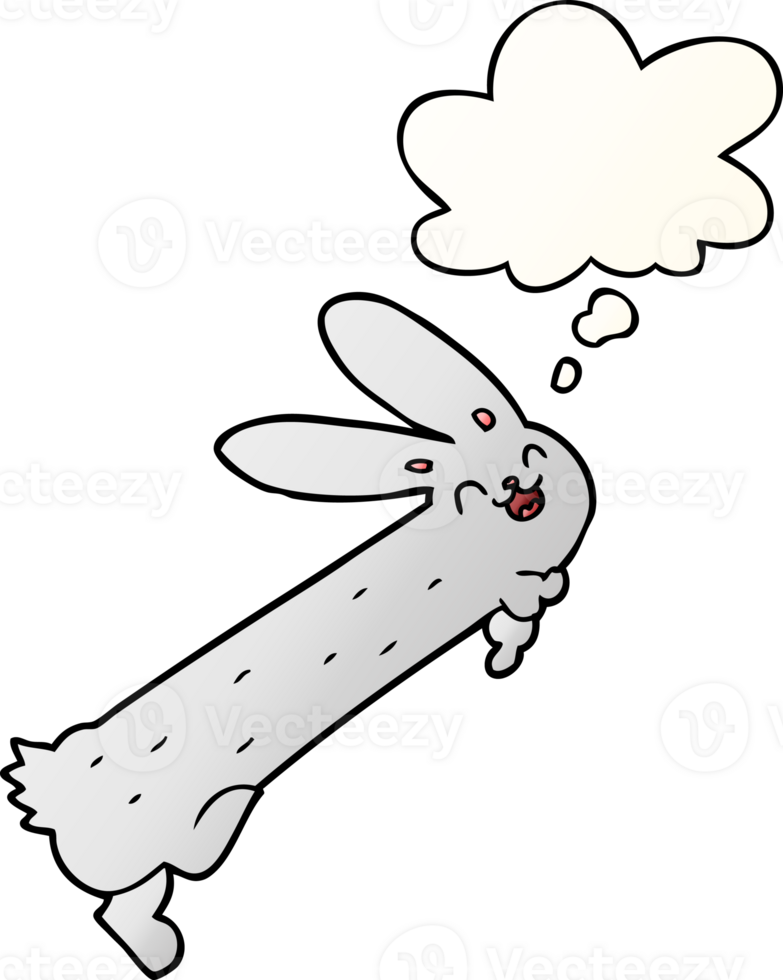 funny cartoon rabbit with thought bubble in smooth gradient style png