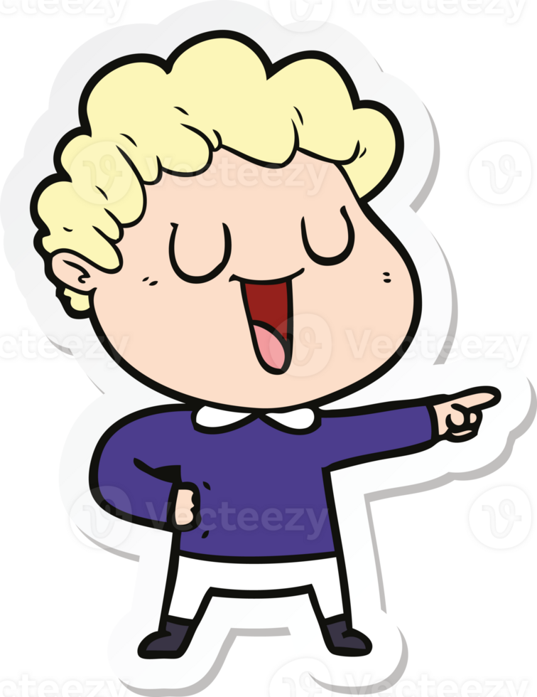 sticker of a laughing cartoon man pointing png