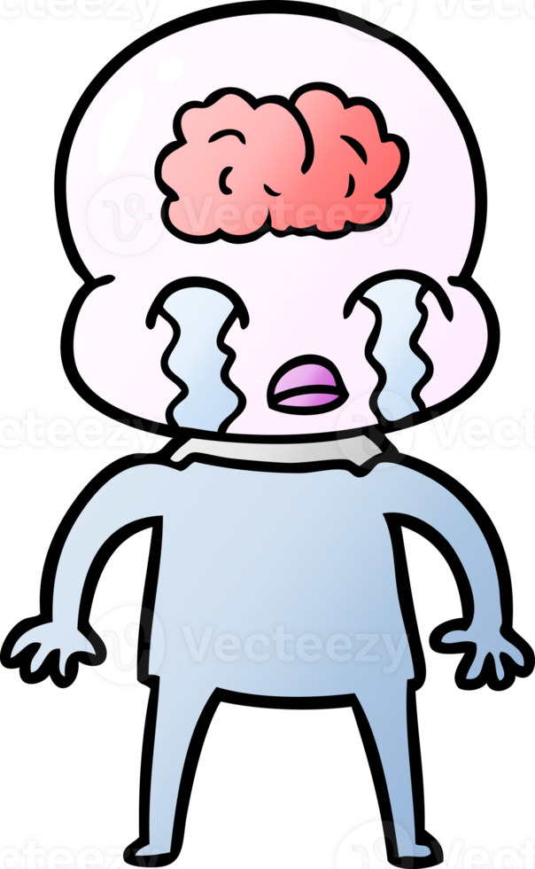 cartoon big brain alien crying png