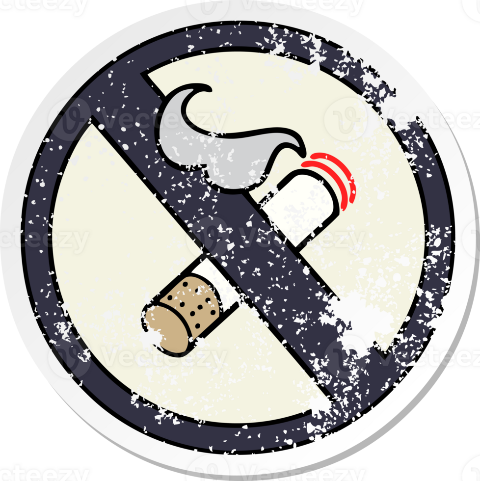 distressed sticker of a cute cartoon no smoking allowed sign png