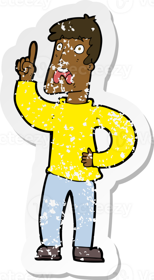 retro distressed sticker of a cartoon man with complaint png