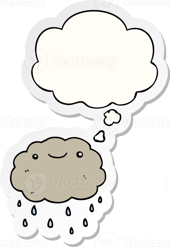 cartoon cloud with thought bubble as a printed sticker png