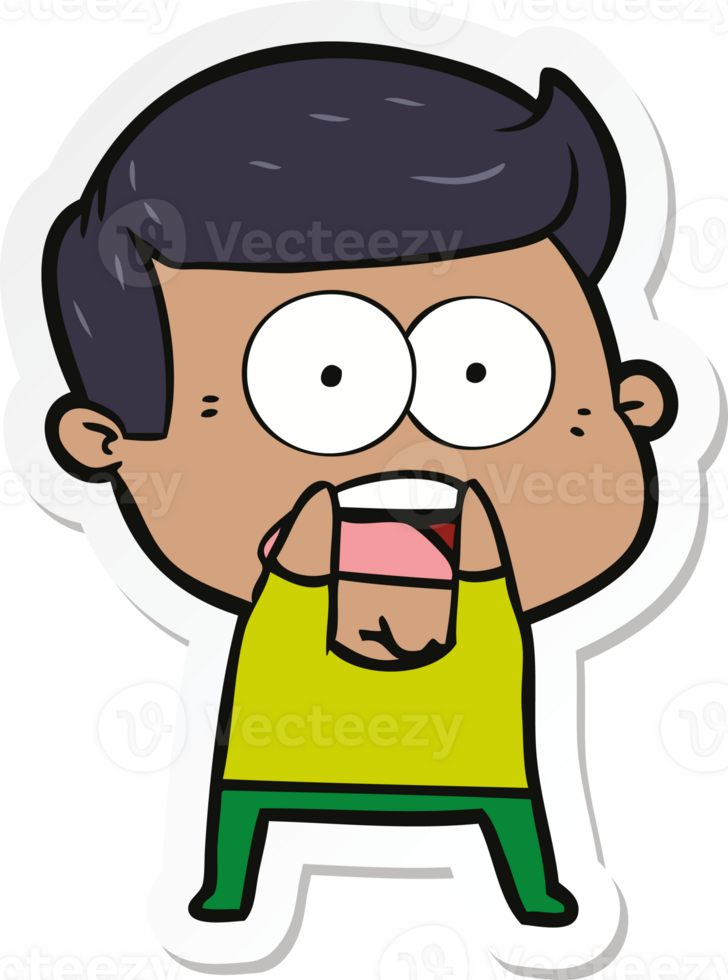 sticker of a cartoon shocked man png