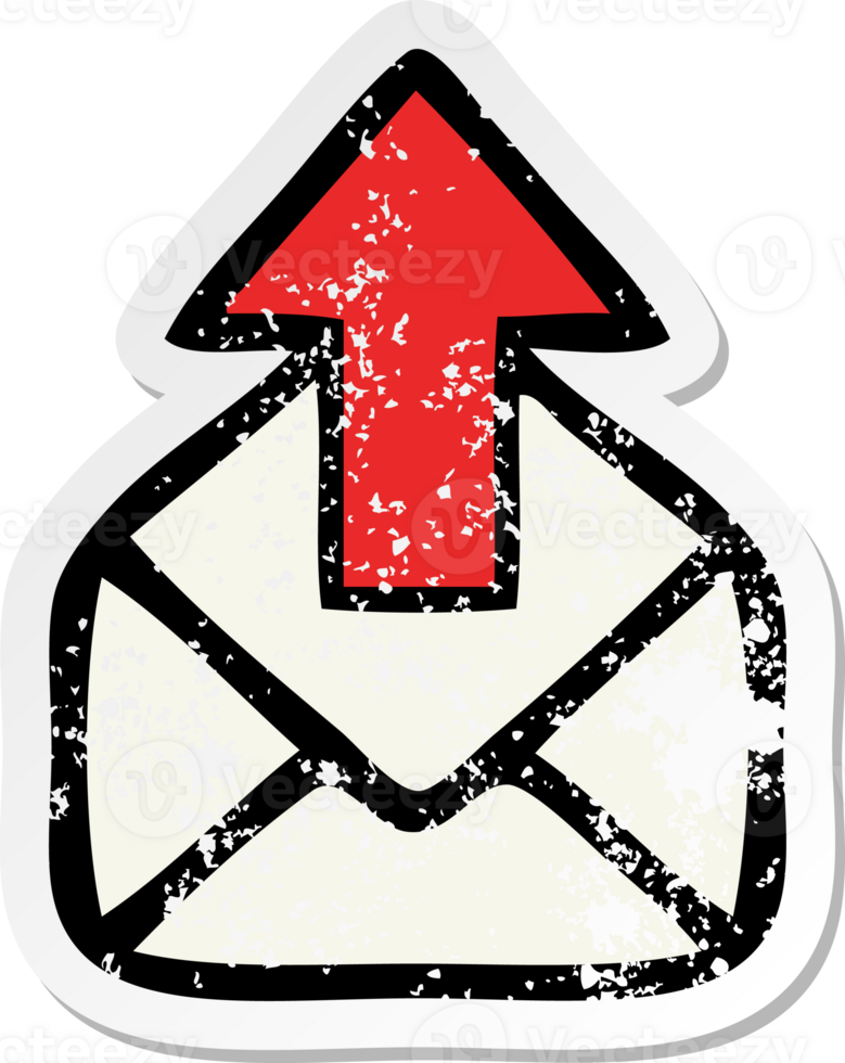 distressed sticker of a cute cartoon email sign png