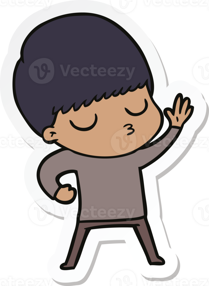 sticker of a cartoon calm boy png