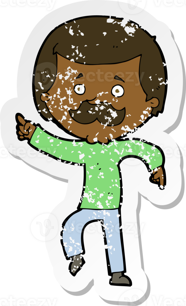 retro distressed sticker of a cartoon dancing dad png
