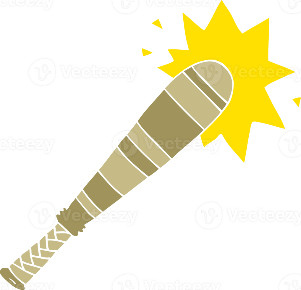 flat color style cartoon baseball bat hitting png