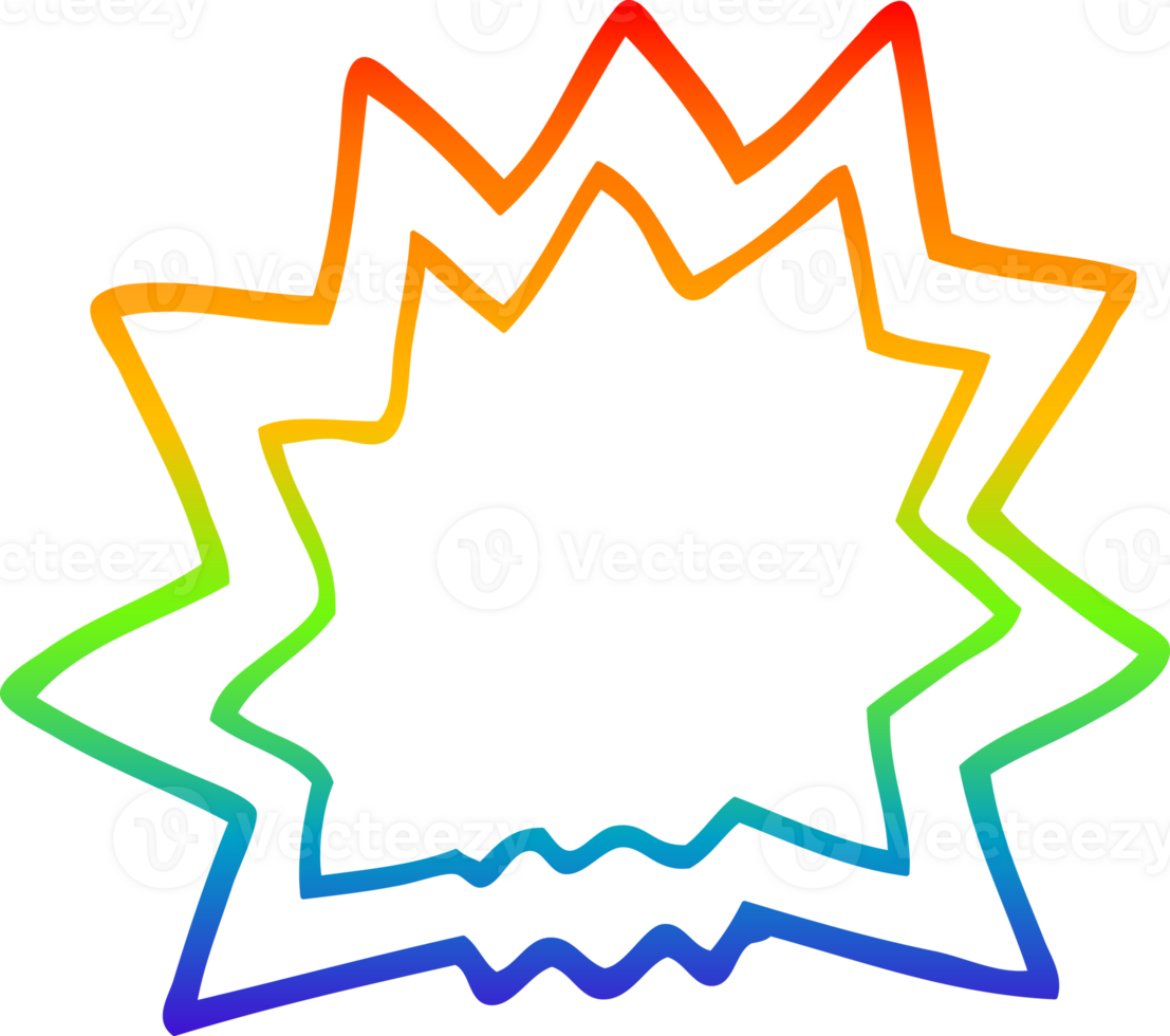 rainbow gradient line drawing of a cartoon of explosion png