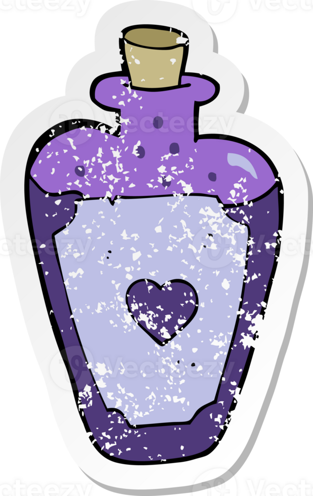 retro distressed sticker of a cartoon love potion png