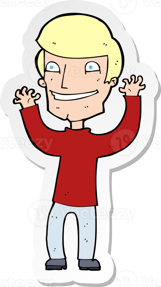 sticker of a cartoon excited man png
