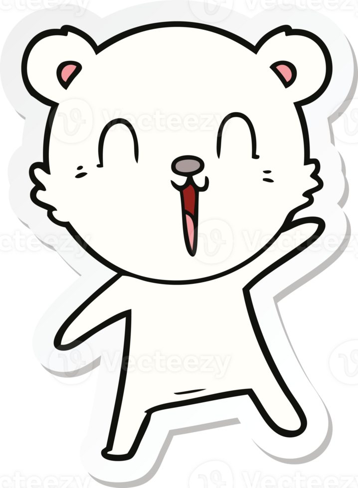 sticker of a happy cartoon polar bear png