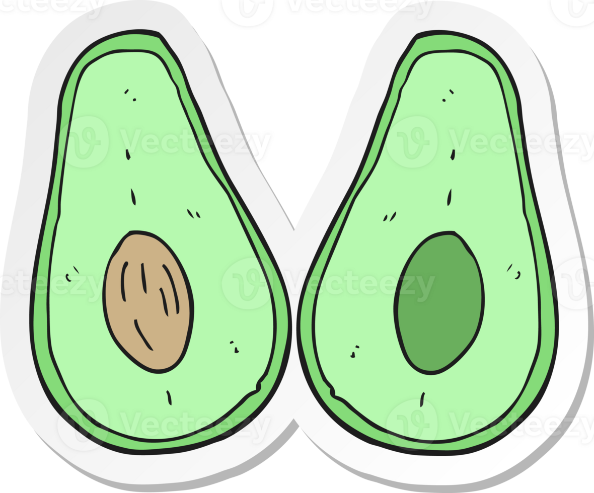 sticker of a cartoon avocado png