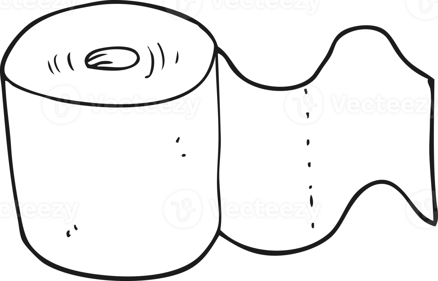hand drawn black and white cartoon toilet roll png