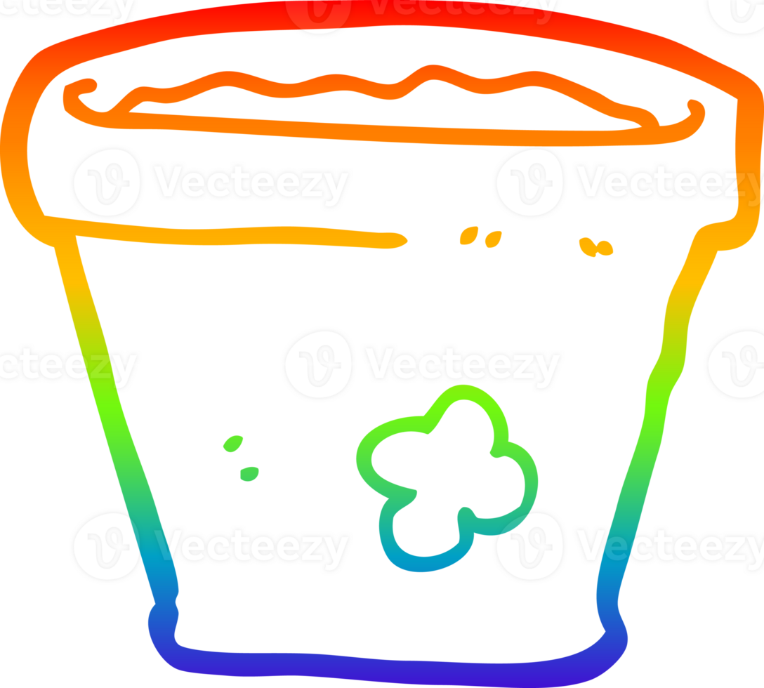 rainbow gradient line drawing of a cartoon plant pot png