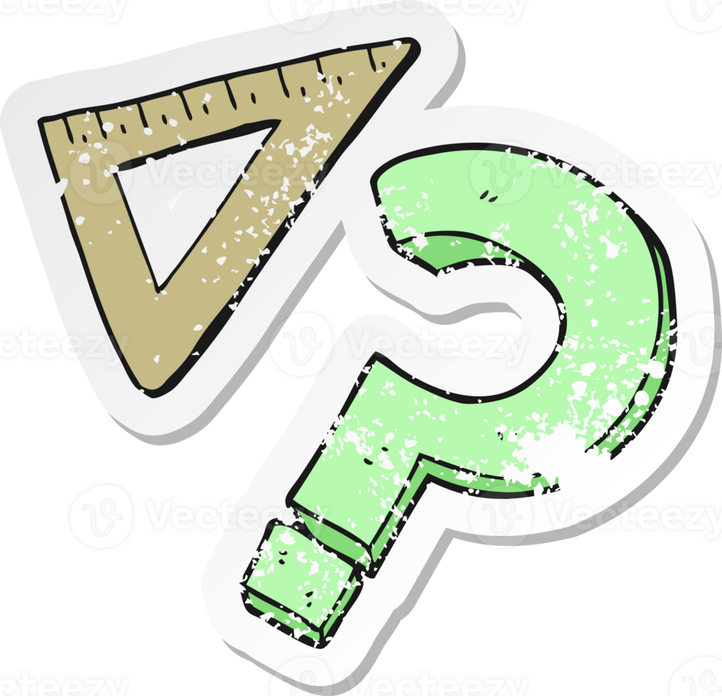 retro distressed sticker of a cartoon set square png