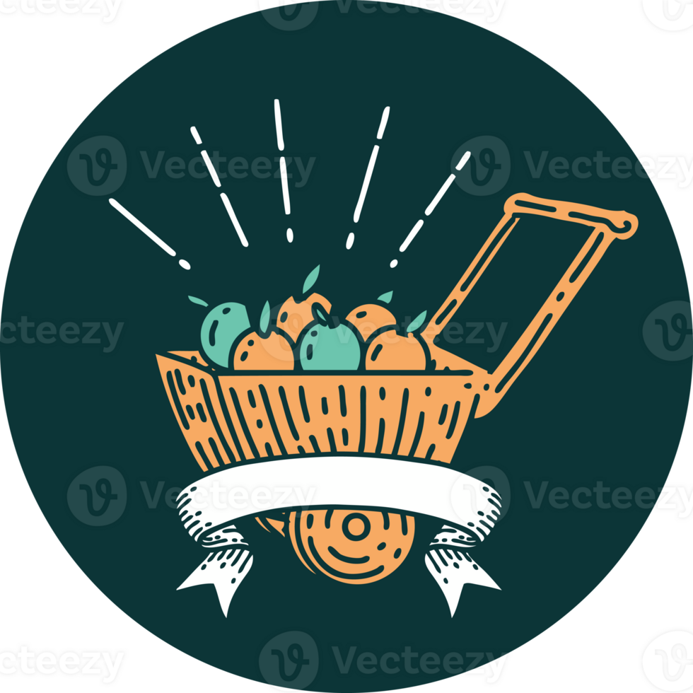icon of a tattoo style wagon of apples png