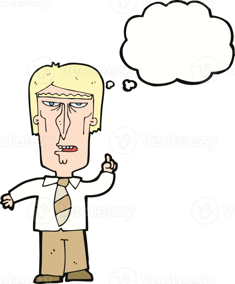 cartoon grumpy boss with thought bubble png
