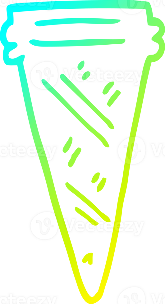 cold gradient line drawing of a cartoon ice cream cone png