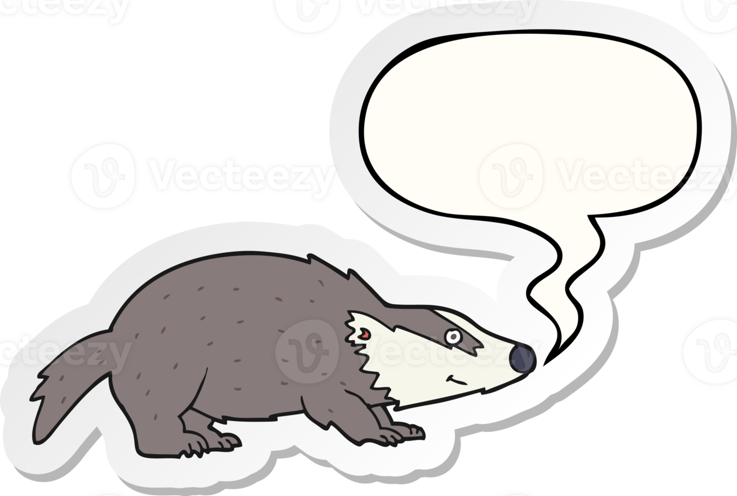 cartoon badger with speech bubble sticker png