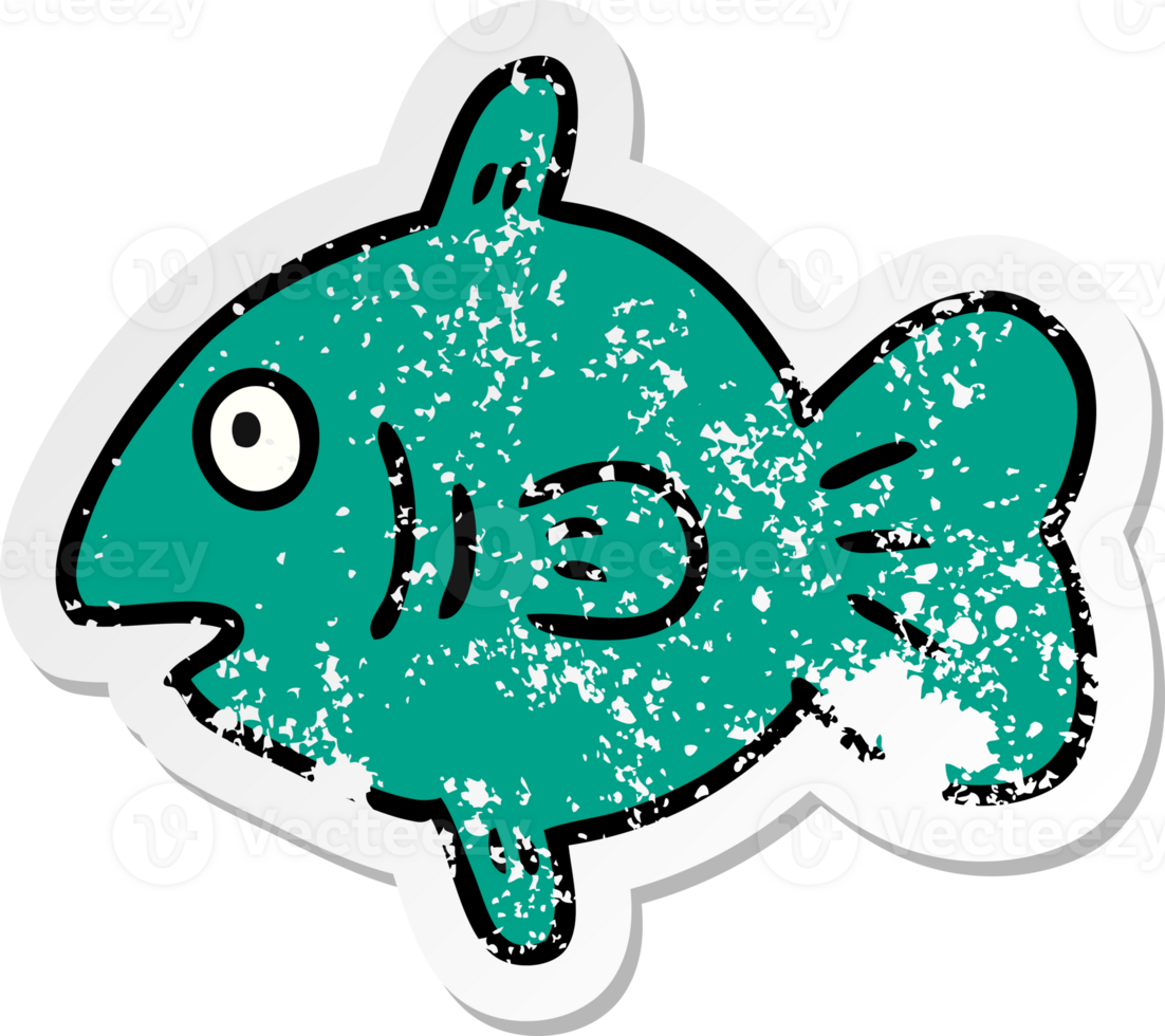 hand drawn distressed sticker cartoon doodle of a marine fish png