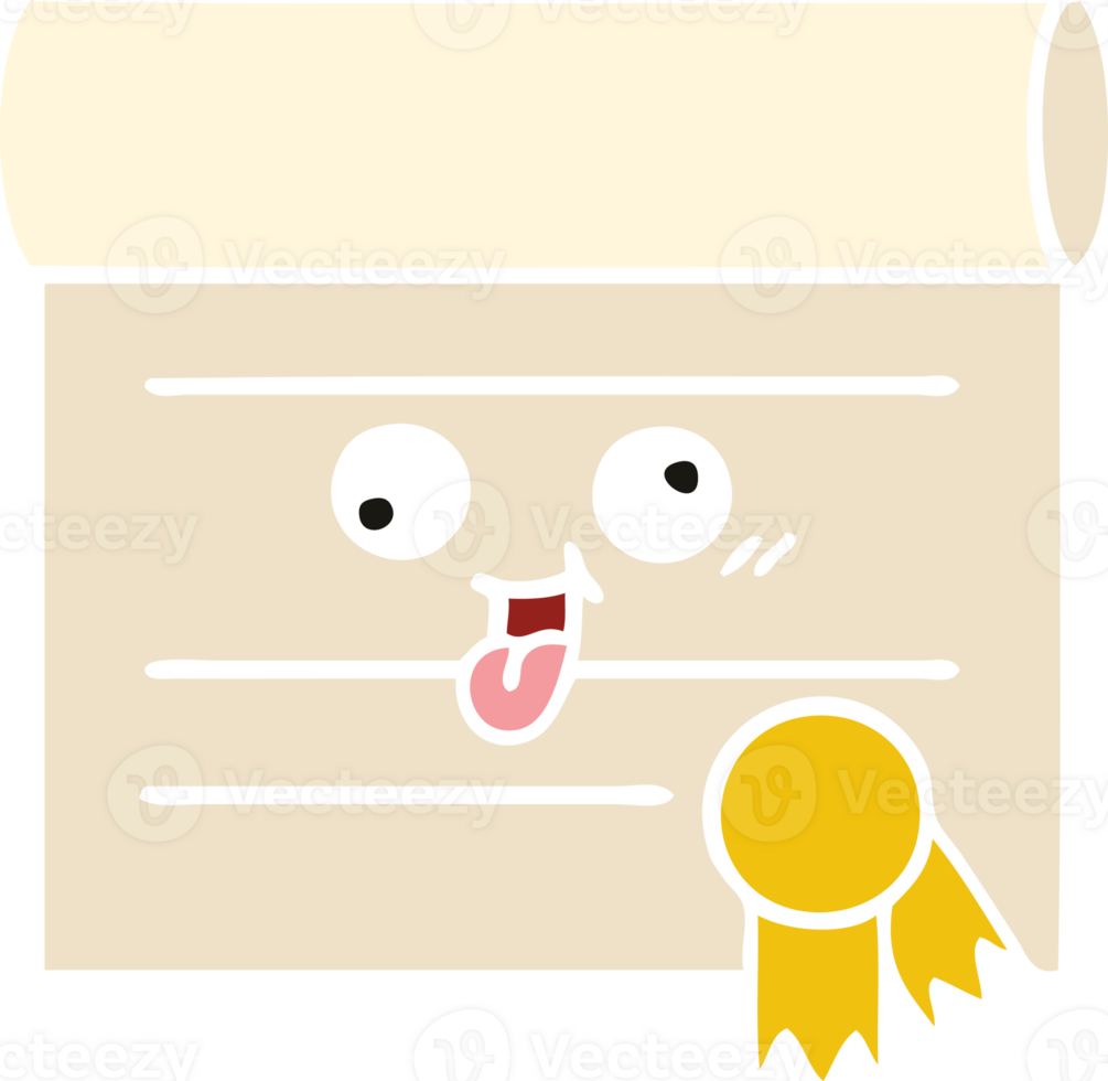 flat color retro cartoon of a certificate png