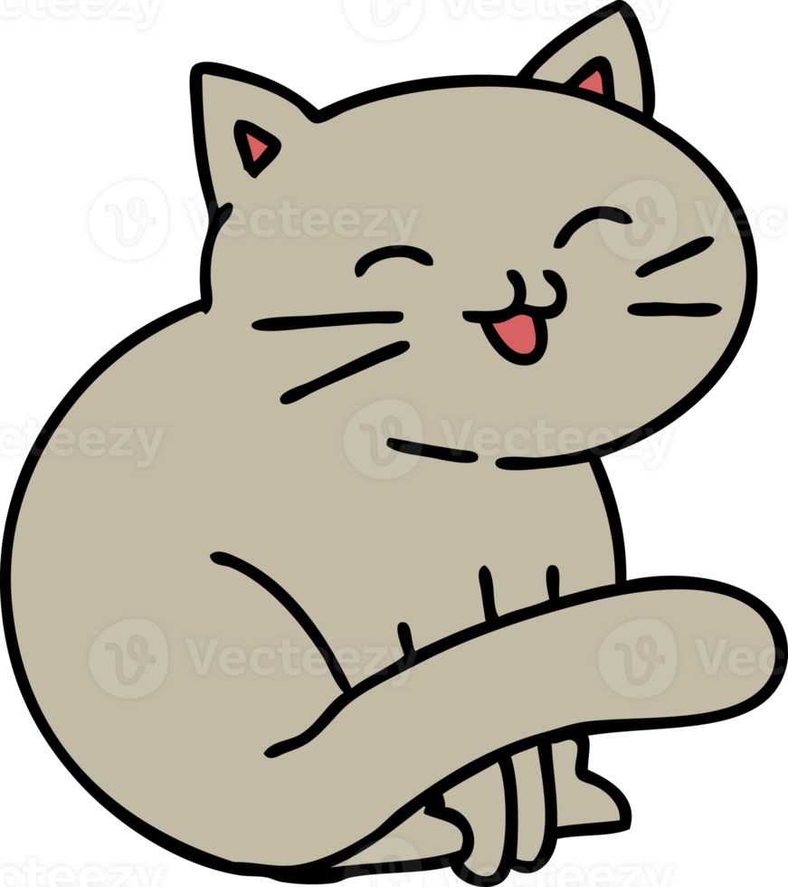 cartoon of a happy cat sitting png