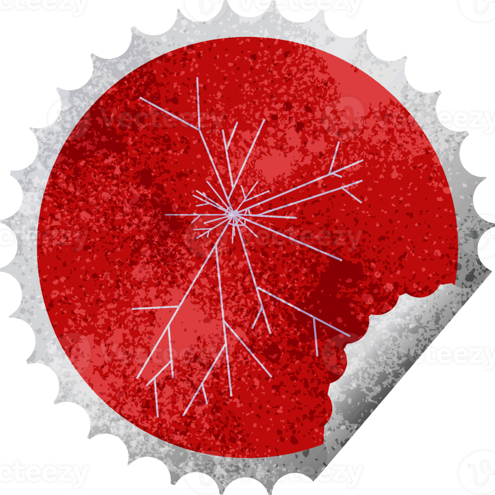 cracked screen graphic   illustration round sticker stamp png