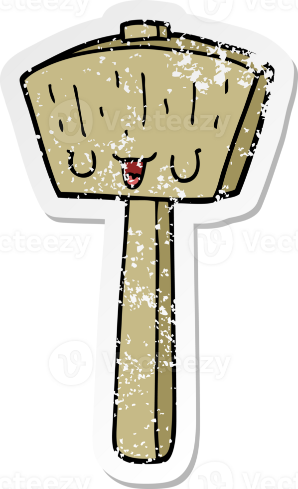 distressed sticker of a cartoon mallet png