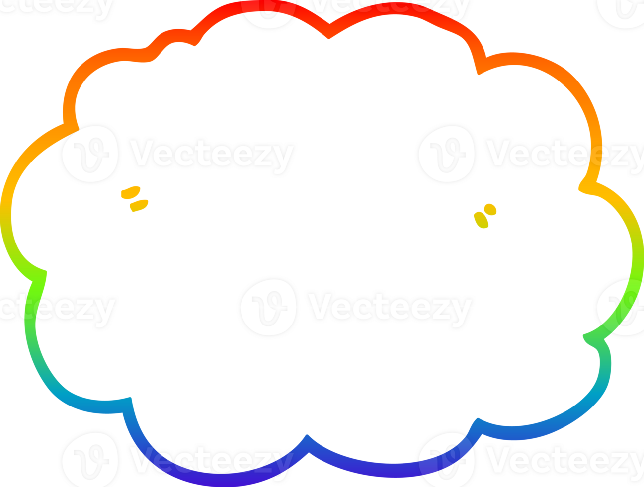 rainbow gradient line drawing of a cartoon cloud png