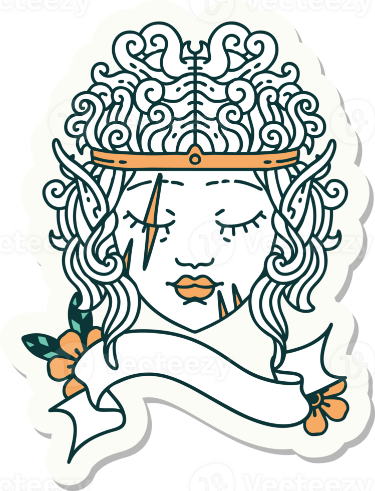 sticker of a elf barbarian character face png