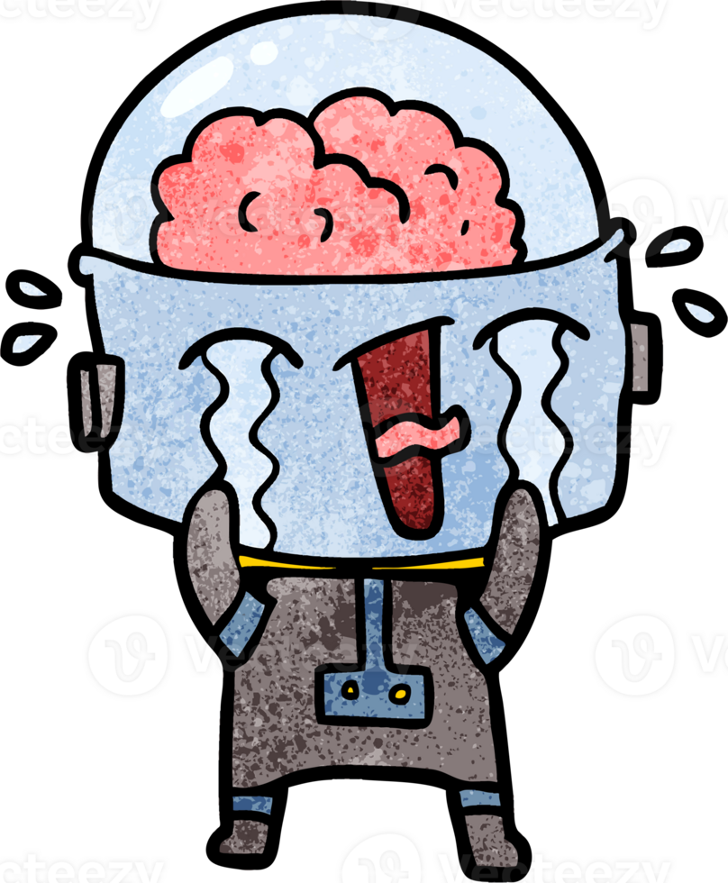 cartoon crying robot png